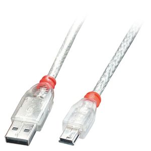 Lindy 41783 USB-kabel 2 m USB 2.0 USB A Mini-USB B Transparant