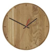 TFA Dostmann analoge wandklok van eikenhout, 60.3070.01, 35cm, massief hout, voor binnengebruik als decoratie, keukenklok, in de entree, woonkamer of kantoor, houten klok, eiken klok, modern, bruin