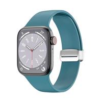 By Qubix - Siliconen bandje - Folding Buckle - Cyaan - Compatible met Apple Watch 38mm / 40mm / 41mm / 42mm - Compatible Apple watch bandjes
