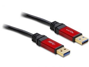 Delock USB-kabel USB 3.2 Gen1 (USB 3.0 / USB 3.1 Gen1) USB-A stekker, USB-A stekker 3.00 m Rood, Zwart Vergulde steekcontacten, UL gecertificeerd 82746