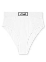 Versace culotte nervurée à taille logo - Blanc - thumbnail