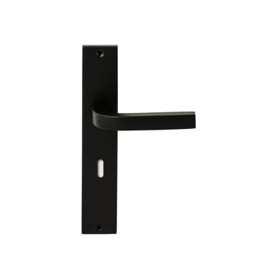 Hardbrass Deurkruk Osaka op rechthoekig langschild sleutelgat 72mm - zwart Hardbrass Deurkruk Osaka op rechthoekig langschild sleutelgat 72mm - zwart