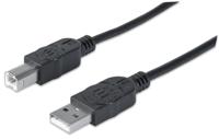 Manhattan USB-kabel USB 2.0 USB-A stekker, USB-B stekker 3.00 m Zwart Vergulde steekcontacten, UL gecertificeerd 333382-CG - thumbnail