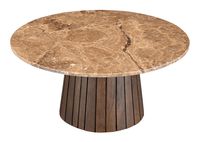 Livingfurn Ronde Salontafel Emperador Marmer, 80cm - Bruin - thumbnail