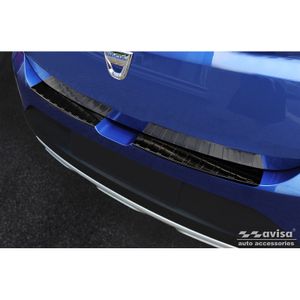 Zwart RVS Bumper beschermer passend voor Dacia Sandero III 2020- incl. Stepway 'Ribs' (2-delig) AV245062