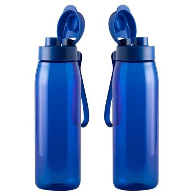 Set Van 2x Stuks Luxe Drinkfles/waterfles 820 Ml Blauw Van Kunststof - Drinkflessen Set Van 2x Stuks Luxe Drinkfles/waterfles 820 Ml Blauw Van Kunststof - Drinkflessen