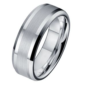 Wolfraam heren ring Geborstelde streep 8mm