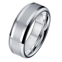 Wolfraam heren ring Geborstelde streep 8mm-18mm - thumbnail