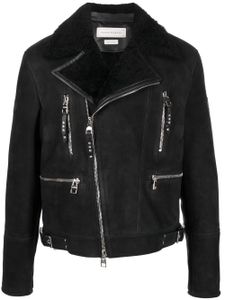 Alexander McQueen veste de moto en peau lainée - Noir