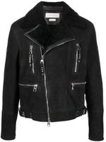 Alexander McQueen veste de moto en peau lainée - Noir - thumbnail