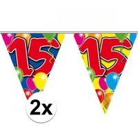 2x Gekleurde vlaggenlijn 15 jaar 10 meter - thumbnail