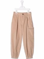 Brunello Cucinelli Kids pantalon ample en velours côtelé - Marron - thumbnail