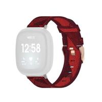 By Qubix - Compatible met Fitbit Versa 3/4 & Sense 1/2 Canvas nylon bandje - Rood - Compatible fitbit bandje