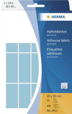 HERMA Universele etiketten 20x50mm blauw voor handmatige opschriften 480 St. HERMA Universele etiketten 20x50mm blauw voor handmatige opschriften 480 St.