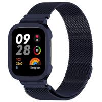 By Qubix - Milanese bandje met case - Donkerblauw - Xiaomi Redmi Watch 3
