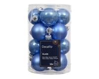 Kaemingk Kerstballen, van glas, 3,5 cm, 16 stuks, mat en glanzend, kleine kerstballen, kerstboomversiering en kerstboomversiering, hemelsblauw