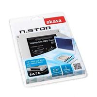 Akasa N.Stor S9 2,5 inch SATA SSD/HDD Caddy Adapter voor laptops met 9,5 mm Ultra Slim Line Blu-Ray-/CD-/DVD-optische schijven