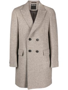 Zegna double-breasted wool coat - Marron