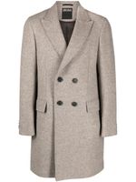 Zegna double-breasted wool coat - Marron - thumbnail