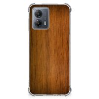 Motorola Moto G53 Stevig Telefoonhoesje Donker Hout - thumbnail