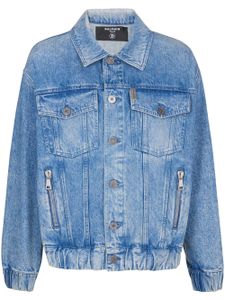 Balmain veste en jean à patch logo (années 70) - Bleu