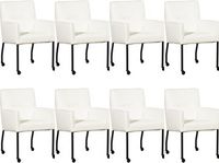 Set van 8 Witte leren moderne eetkamerstoelen Lucky - Toledo Leer Purewhite (wit leer) - thumbnail