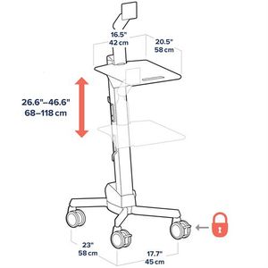 Ergotron Neo-Flex® TV-wagen 1-voudig 25,4 cm (10) - 55,9 cm (22) Grijs In hoogte verstelbaar, Toetsenbordhouder, Kantelbaar, Roteerbaar