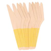 10x Houten duurzame wegwerp messen gele zigzag strepen 16 cm   -