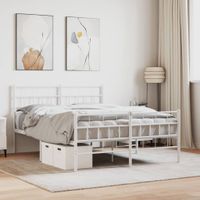 Bedframe met hoofd- en voeteneinde metaal wit 140x200 cm - thumbnail