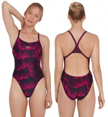 Speedo badpak ColourVibe dames polyester zwart/roze Speedo badpak ColourVibe dames polyester zwart/roze