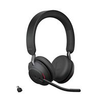 Jabra Evolve2 65 Draadloze Headset – Microsoft Teams-gecertificeerde Stereokoptelefoon met Noise Cancelling en Lange Batterijduur – USB-C Bluetooth Adapter – Zwart