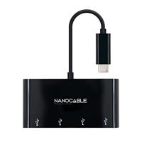 Nanocable 10.16.4401-BK - USB-C naar 4xUSB 3.0 adapter, zwart
