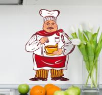 Sticker keuken dikke kok kleur - thumbnail