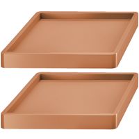 2x Stuks planten trolleys/multirollers vierkant terracotta kunststof 35 cm - thumbnail