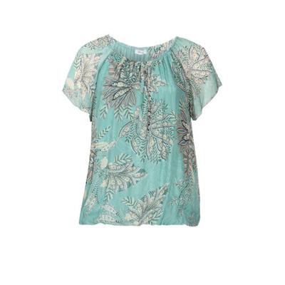 Paprika gebloemde semi-transparante top mintgroen/beige/donkerrood Paprika gebloemde semi-transparante top mintgroen/beige/donkerrood