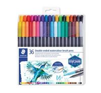 Staedtler brushpen Aquarel duo, doos van 36 stuks in geassorteerde kleuren