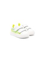 Moschino Kids baskets en cuir à logo imprimé - Blanc