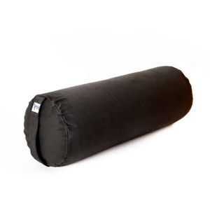 Yoga Bolster Zwart Rond Katoen - Effen - 59 x 21,5 cm