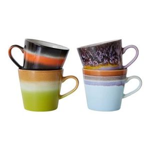 HKliving 70's Cappuccinomok 0,3 L - Set van 4 - Solid