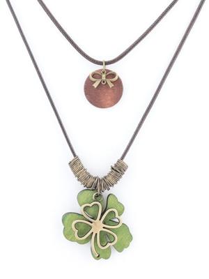 Casual Etnisch vier Blad Klaver meerlaags Halsketting Herfst winter Trui Keten