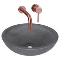 Differnz Ravano fontein met inbouw muurkraan koper