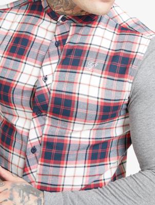 Sik Silk / overhemd Flannel Check Grandad in grijs Sik Silk / overhemd Flannel Check Grandad in grijs