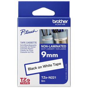 Brother TZe-N221 Labeltape ongelamineerd Tapekleur: Wit Tekstkleur: Zwart 9 mm 8 m