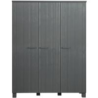 WOOOD Dennis Kast Staal Grijs - 3-Deurs - Grenen Geborsteld - 202x158x55