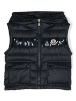 Moncler Enfant gilet matelassé à patch logo - Bleu