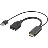 Renkforce RF-4777274 HDMI/DisplayPort Adapterkabel [1x HDMI-stekker, USB-A 2.0 stekker - 1x DisplayPort bus] Zwart 4K