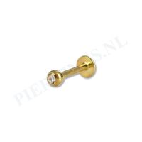 Labret 1.2 mm goud kleur kristal - thumbnail