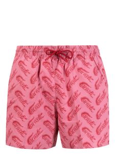 Lacoste short de bain à logo imprimé - Rose