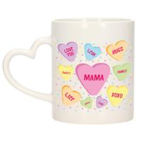 Cadeau koffie/thee mok voor mama - pastel - hartjes oor - de liefste mama - keramiek - 300 ml - thumbnail