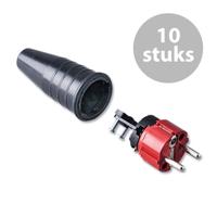 Keraf 521 Schuko 230V/240V stekker male rood/zwart (per 10)